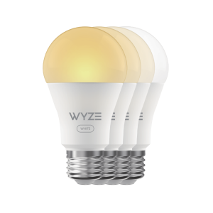 Wyze Bulb White 4-Pack Tunable Smart Light Bulbs - 800 Lumen A19, 2700K-6500K Dimmable, WiFi, Works with Alexa & Google Assistant